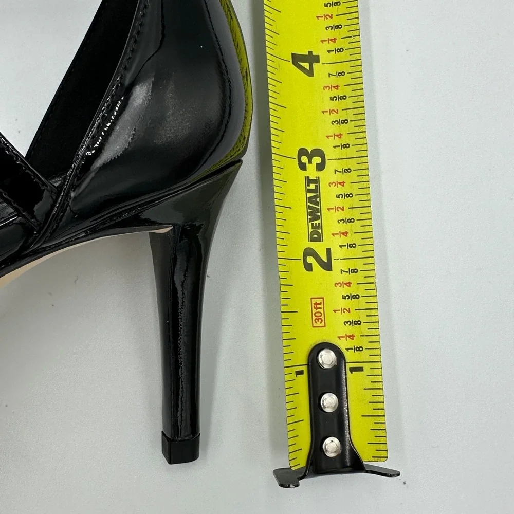 Michael Kors Ava Mid Sandal wmns 6 Black Patent Leather Stiletto Heel Sleek Chic